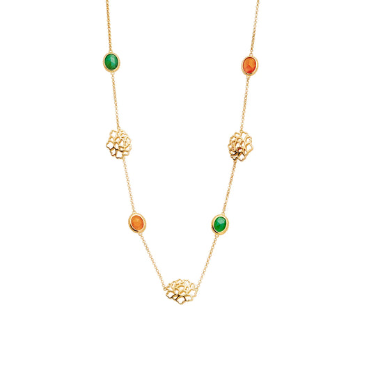 Majestic Tang Peony Necklace Gold Vermeil 16”
