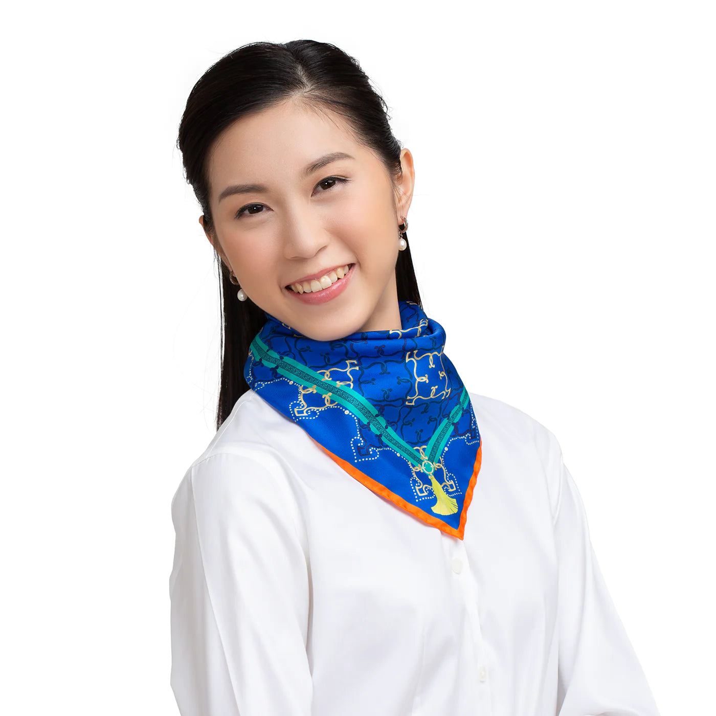 Manchurian Elegance Square Scarf - Blue