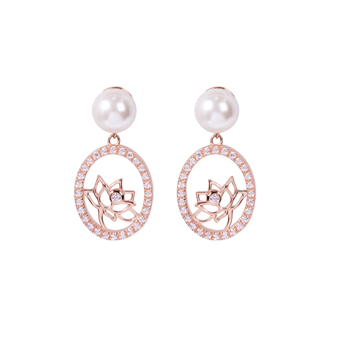 Lotus Fairies Drop Earrings Rose Gold