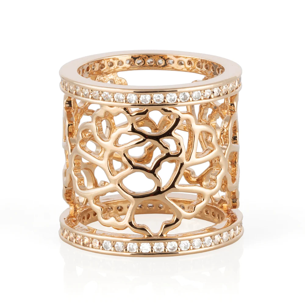Tang Flower Scarf Ring Rose Gold