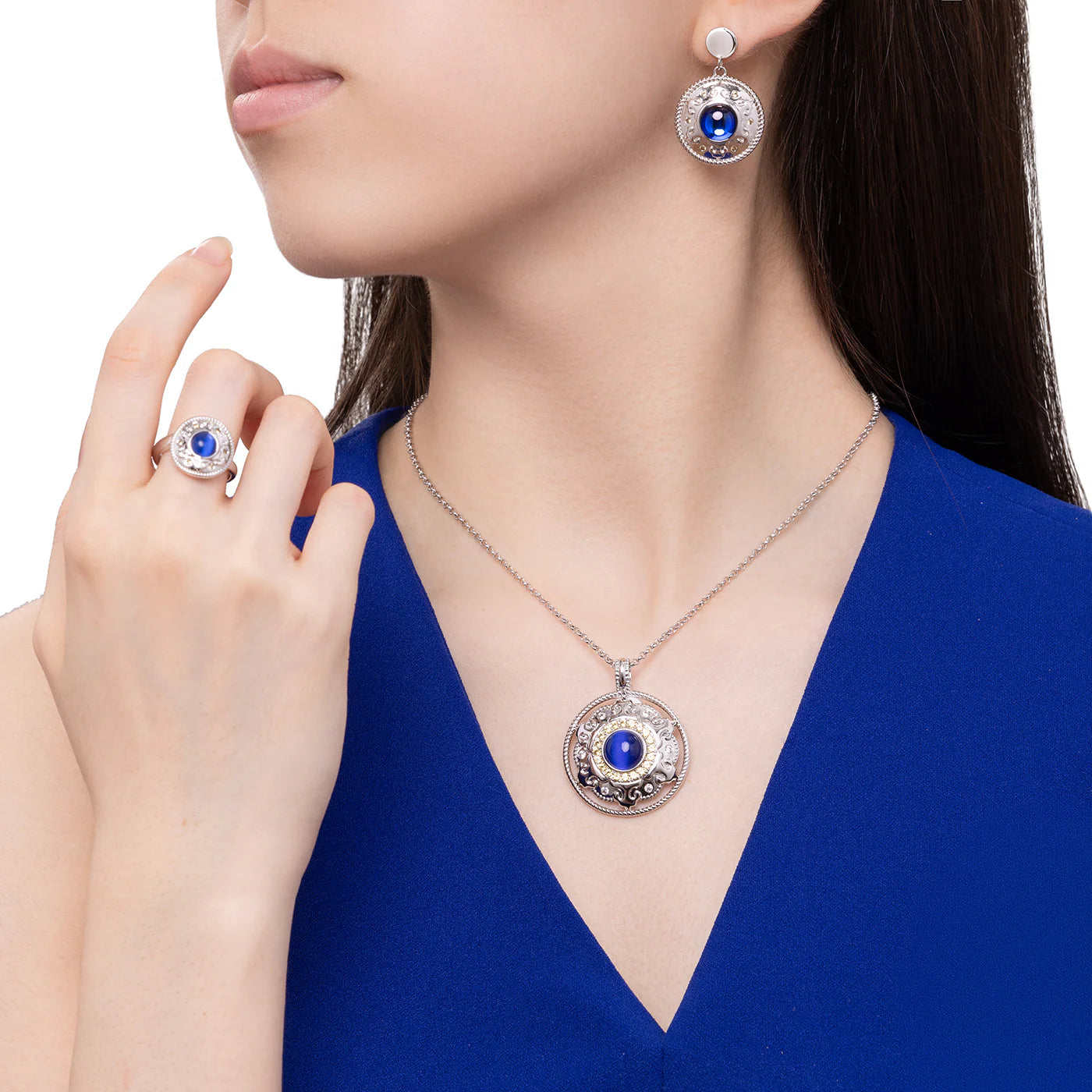Mongolian Celebration Ring Blue 8/9 size