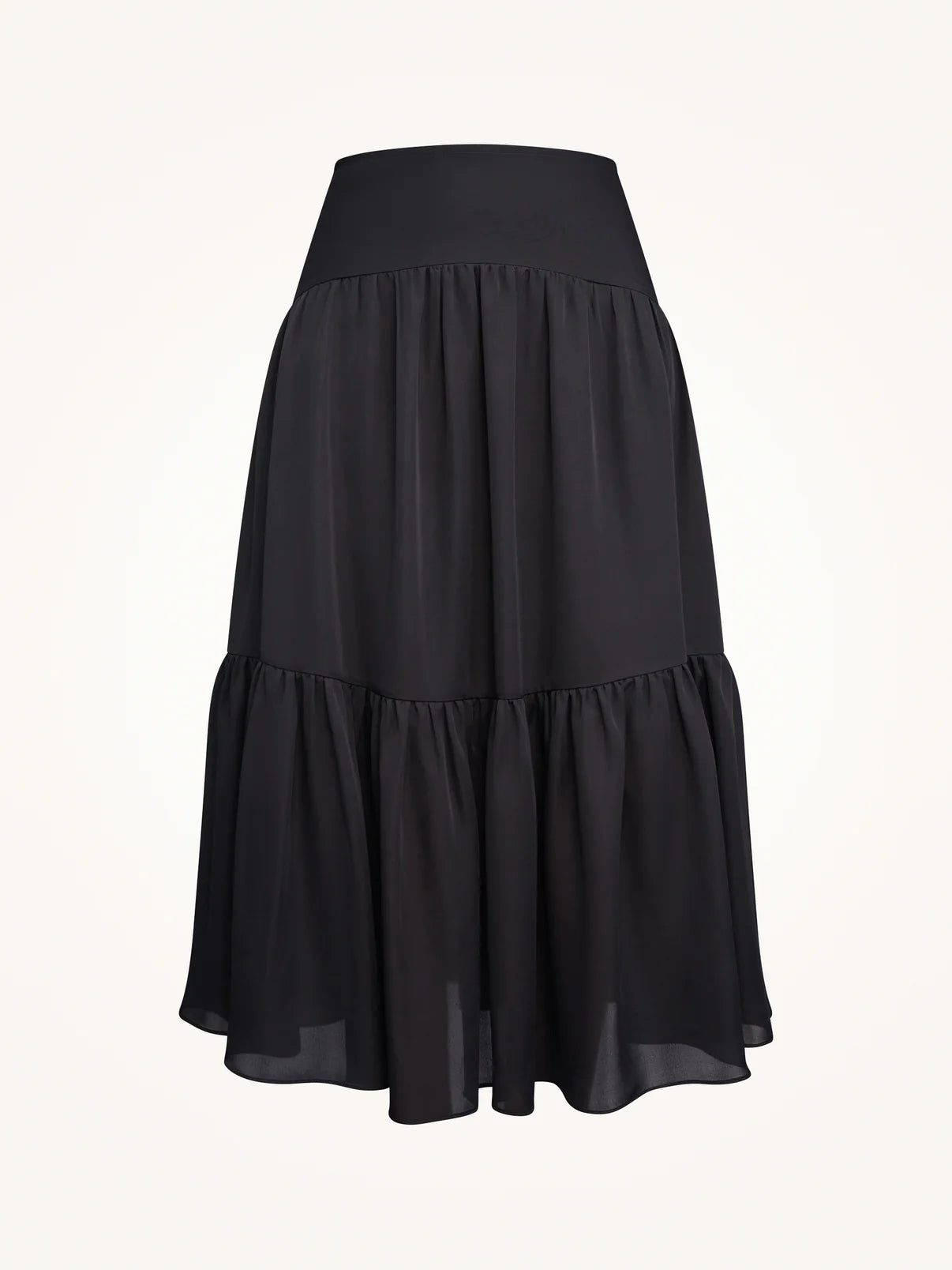 Women's Silk Gauze Tiered Midi Skirt