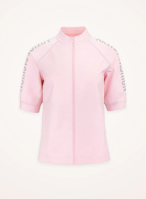 Women's Artist Fashion Short-Sleeve Zip-Up Light Pink