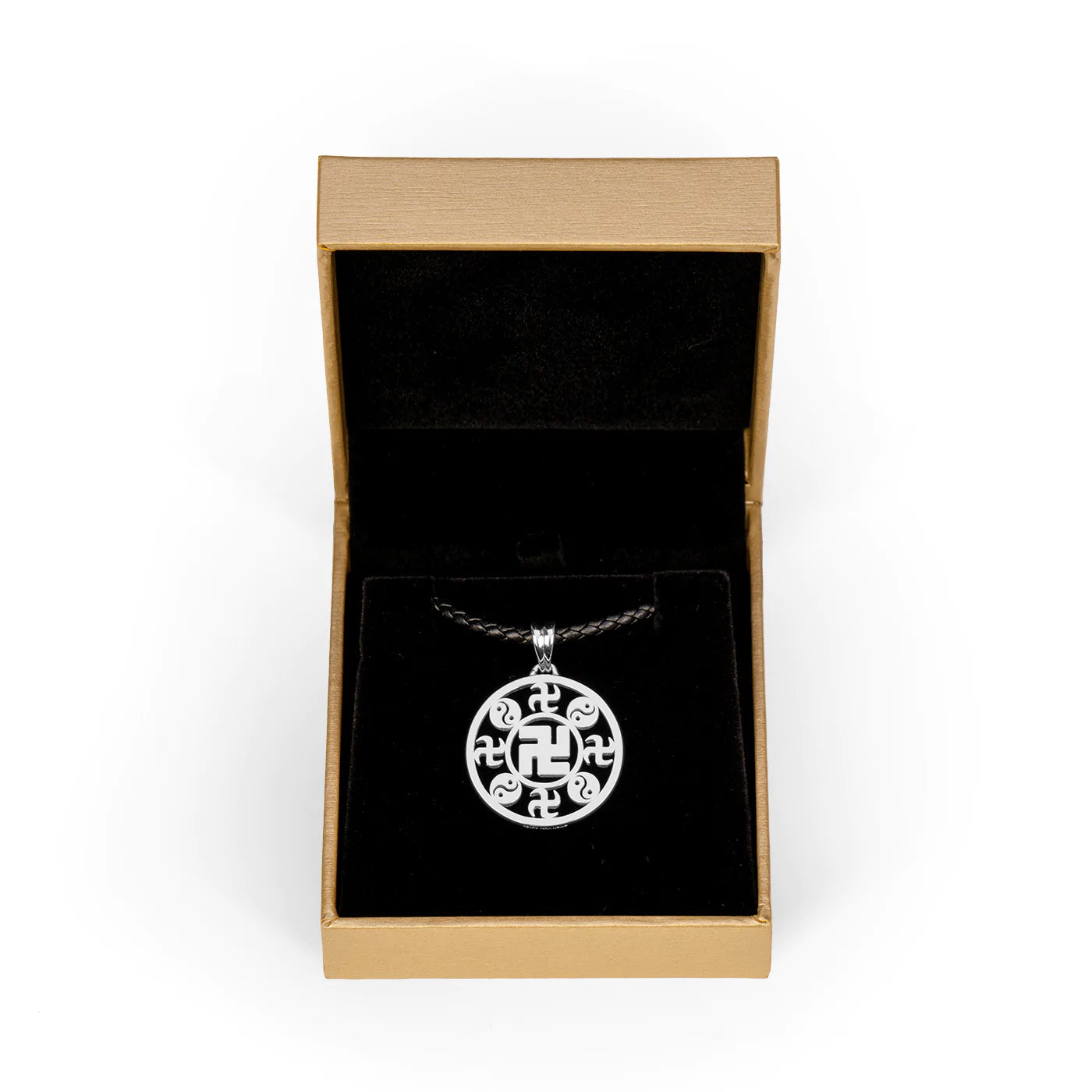 Falun Pendant - 18kt White Gold 25mm With 22" Leather Chain