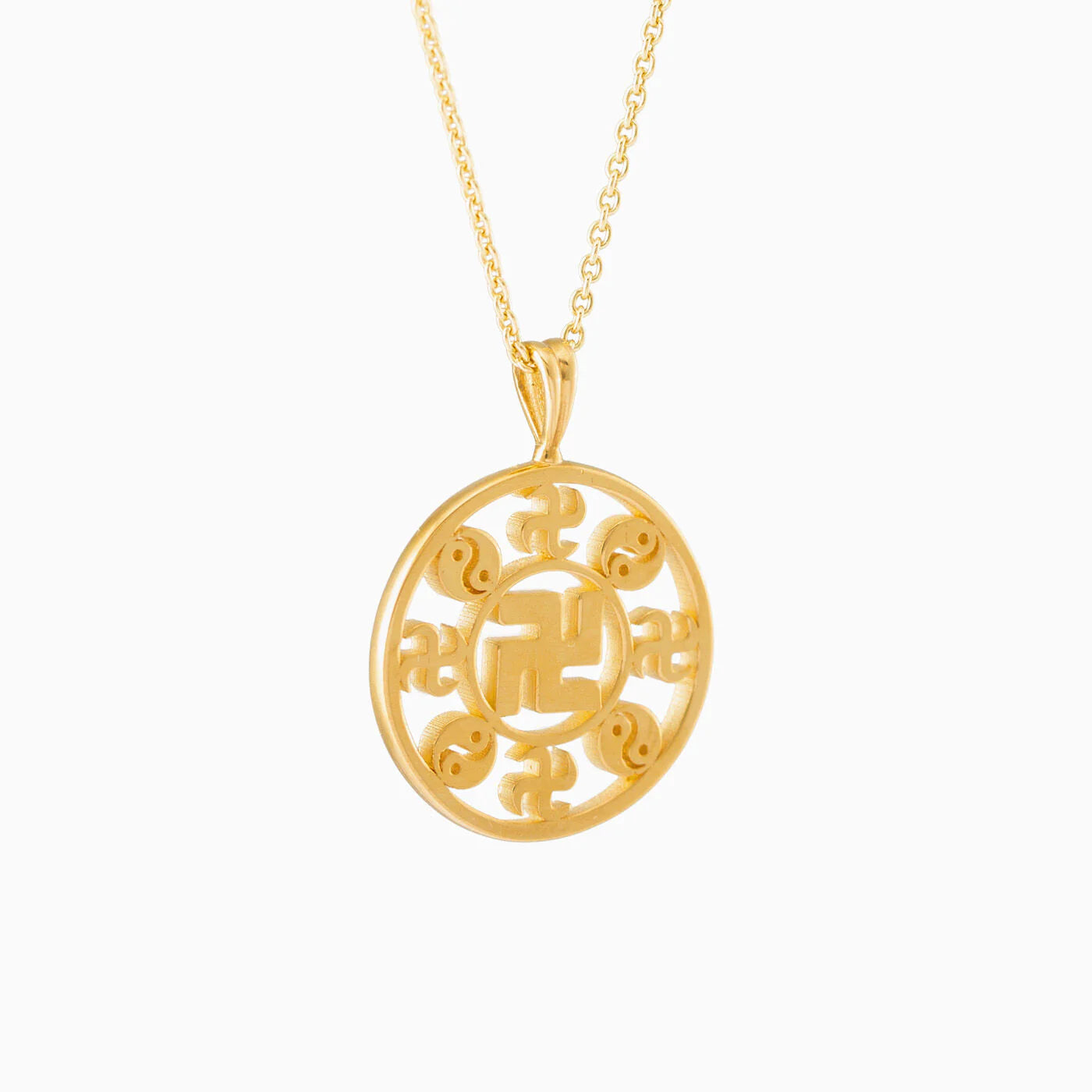 Falun Pendant - 24kt Yellow Gold 17mm with 18kt Yellow Gold Chain