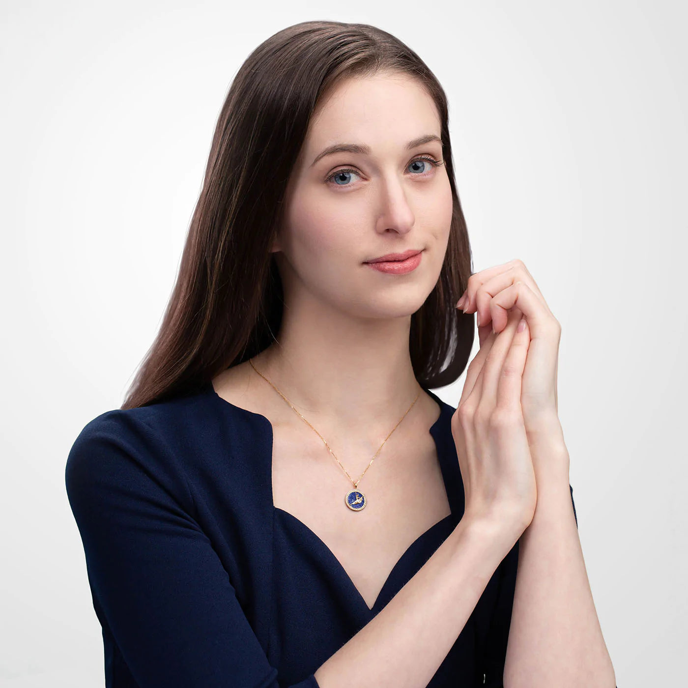 Divine Grace Pendant - 18kt Yellow Gold with Lapis