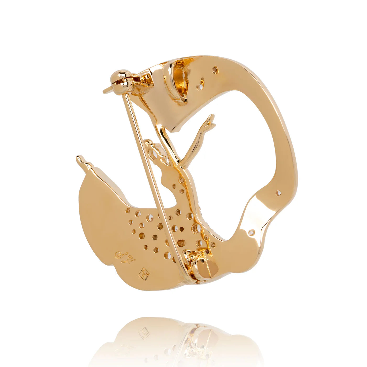 Fan Dance Brooch  Gold