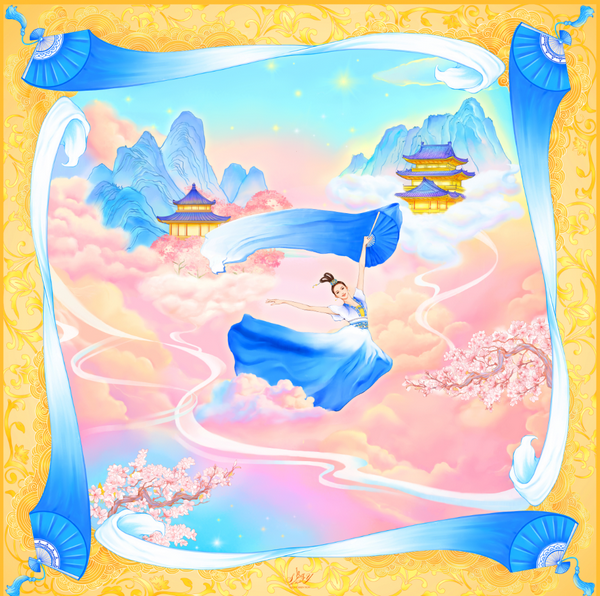 Blue Fan Fairy Scarf