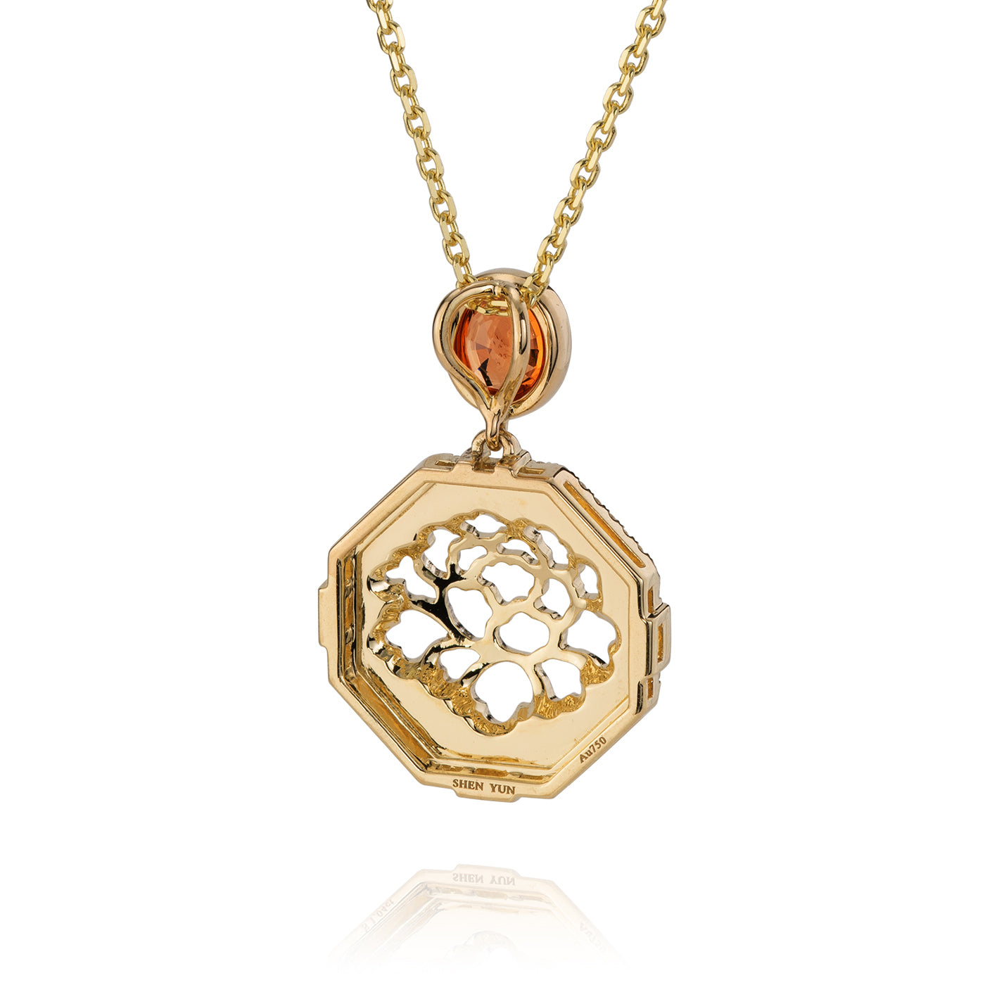 The Tang Elegance Necklace  18kt Yellow Gold with Spessartite Garnet