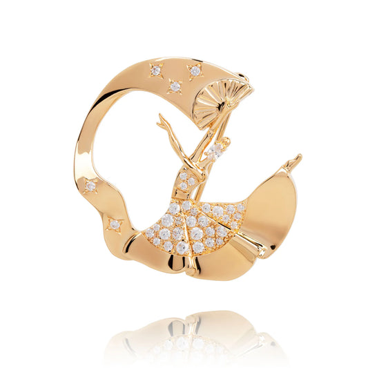 Fan Dance Brooch  Gold