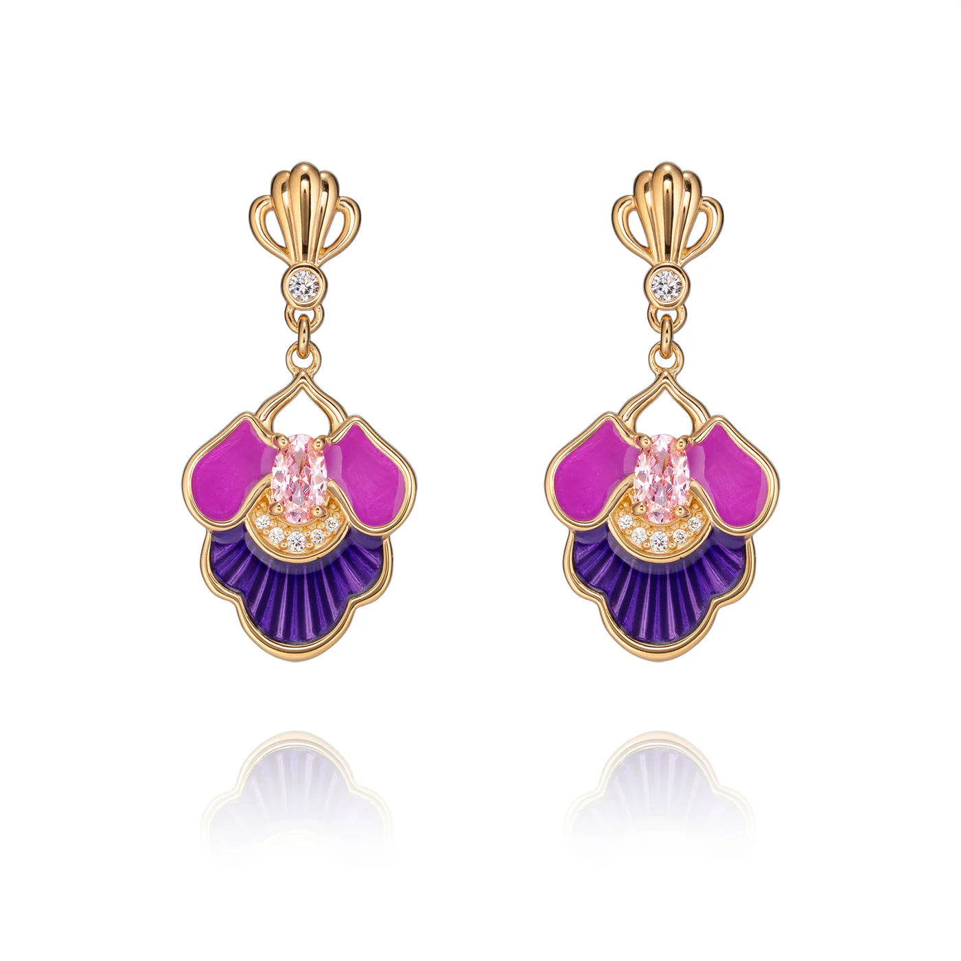 Tang Flowing Gowns Drop Earrings Purple