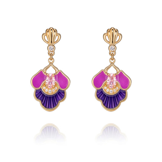 Tang Flowing Gowns Drop Earrings Purple