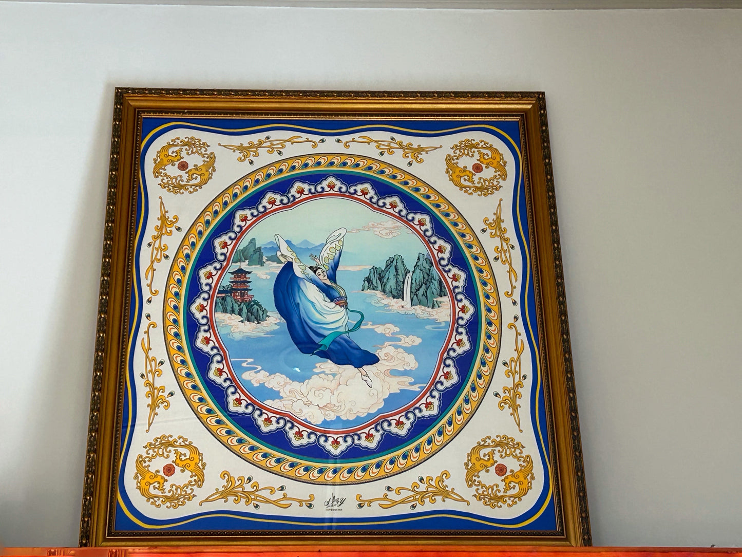 Phoenix of the Sapphire World Scarf with frame