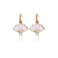 Floral Fan Dangle Earrings Gold with Pink Mother of Pearl