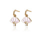 Floral Fan Dangle Earrings Gold with Pink Mother of Pearl
