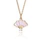 Floral Fan Necklace  Gold with Pink Mother of Pearl