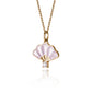 Floral Fan Necklace  Gold with Pink Mother of Pearl
