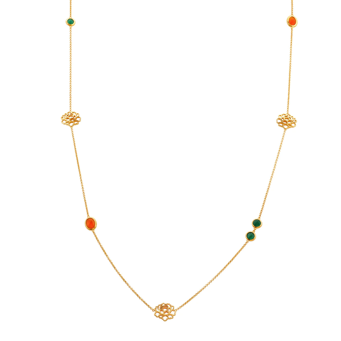 Majestic Tang Peony Long Necklace 35”
