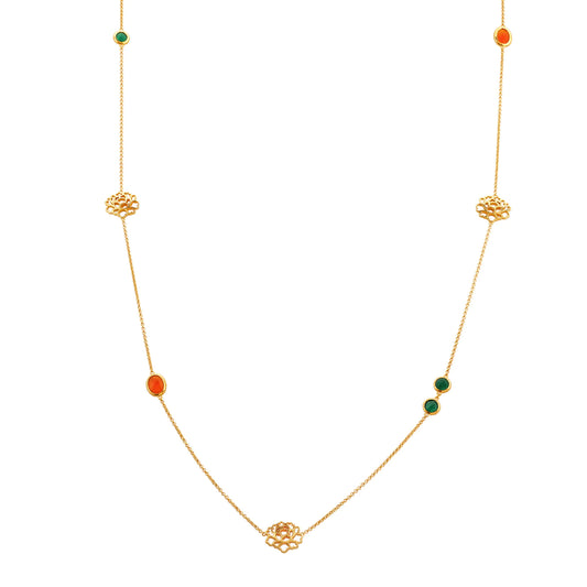Majestic Tang Peony Long Necklace 35”