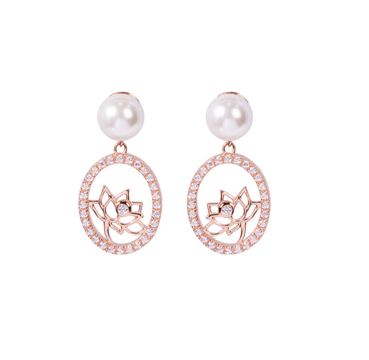 Lotus Fairies Drop Earrings  Rose Gold