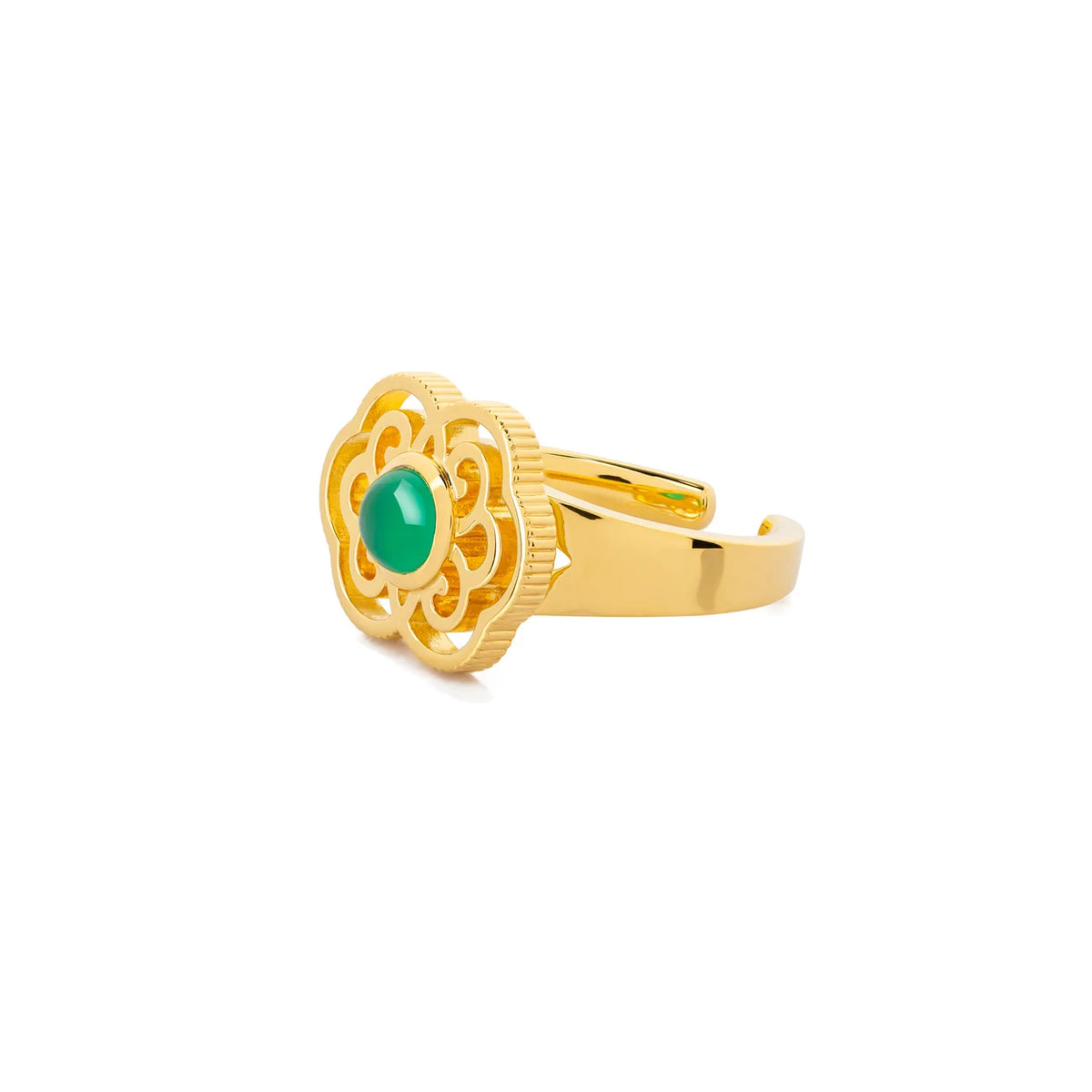 Blissful Ruyi Ring  with Green Agate size 8/9