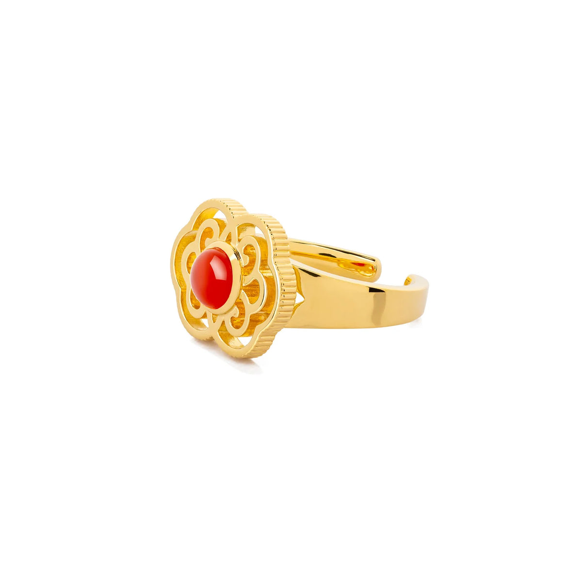 Blissful Ruyi Ring with Carnelian size 8/9