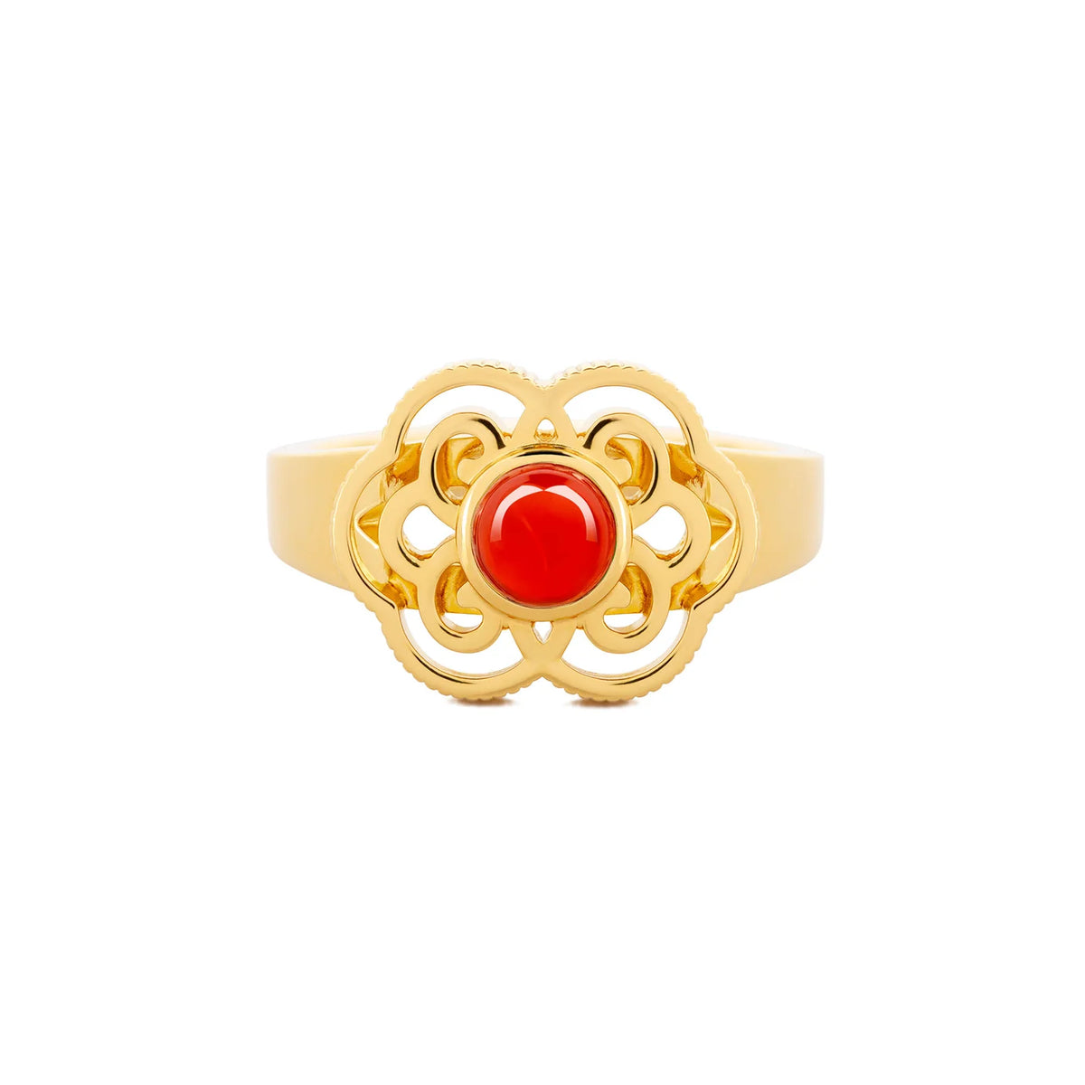 Blissful Ruyi Ring with Carnelian size 8/9