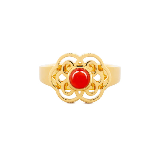 Blissful Ruyi Ring with Carnelian size 8/9