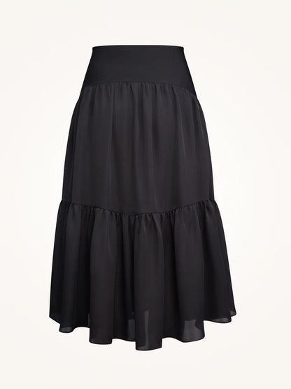 Women's Silk Gauze Tiered Midi Skirt