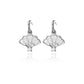 Floral Fan Dangle Earrings  Silver with White Mother of Pearl