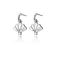 Floral Fan Dangle Earrings  Silver with White Mother of Pearl