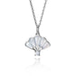 Floral Fan Necklace  Silver with White Mother of Pearl