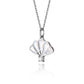 Floral Fan Necklace  Silver with White Mother of Pearl