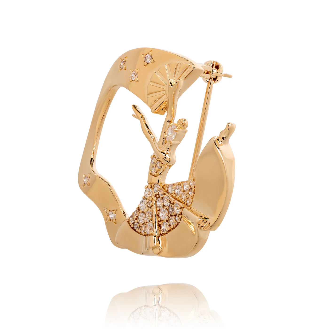 Fan Dance Brooch  Gold