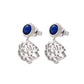 Majestic Tang Peony Earrings -Silver with Lapis