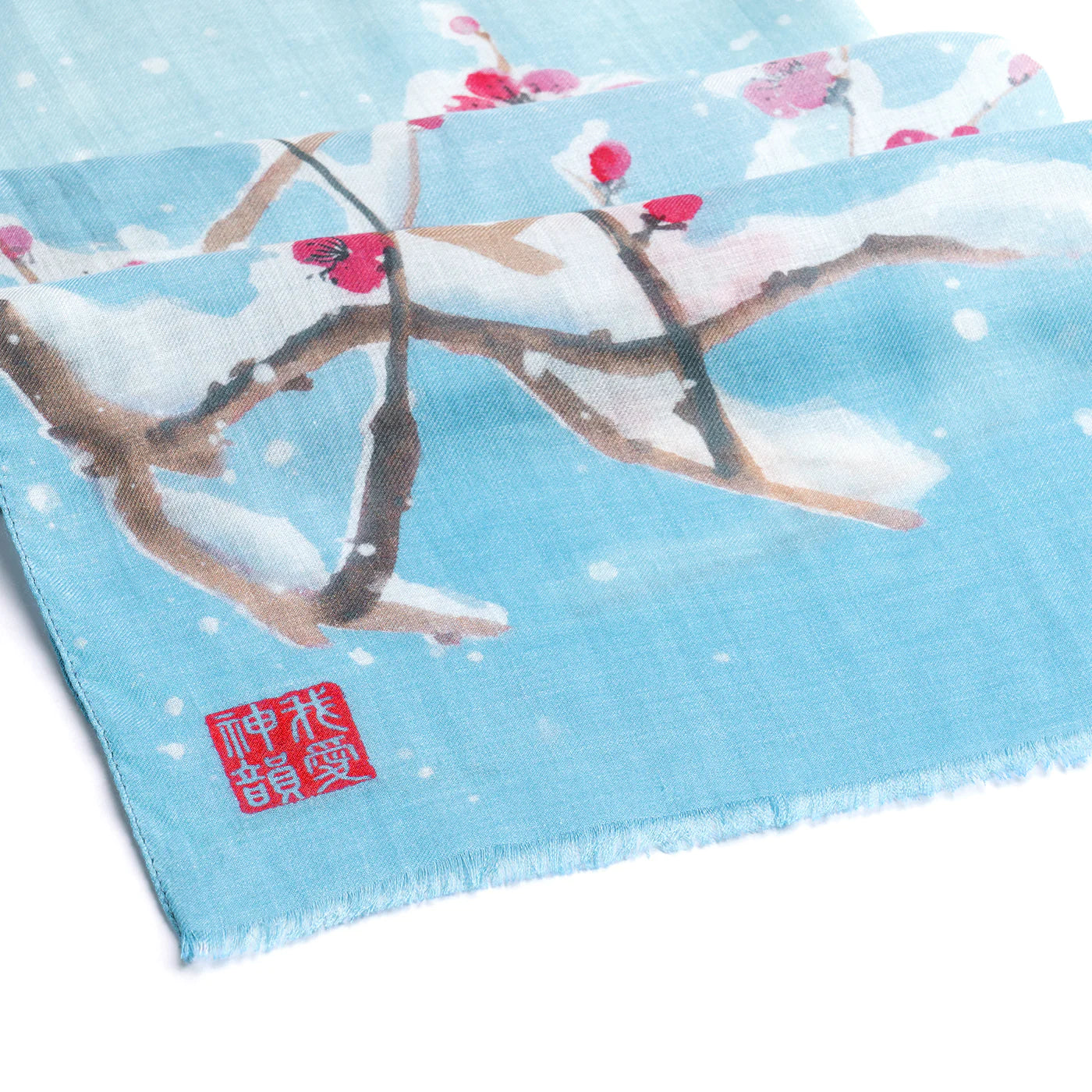 Plum Blossom Scarf - Light Blue