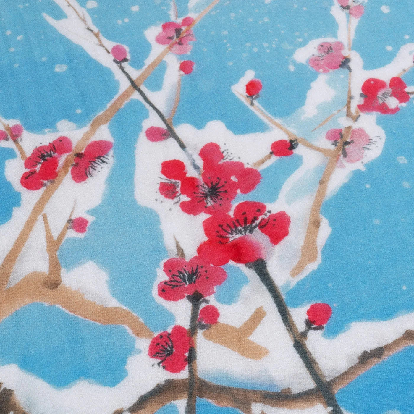 Plum Blossom Scarf - Light Blue