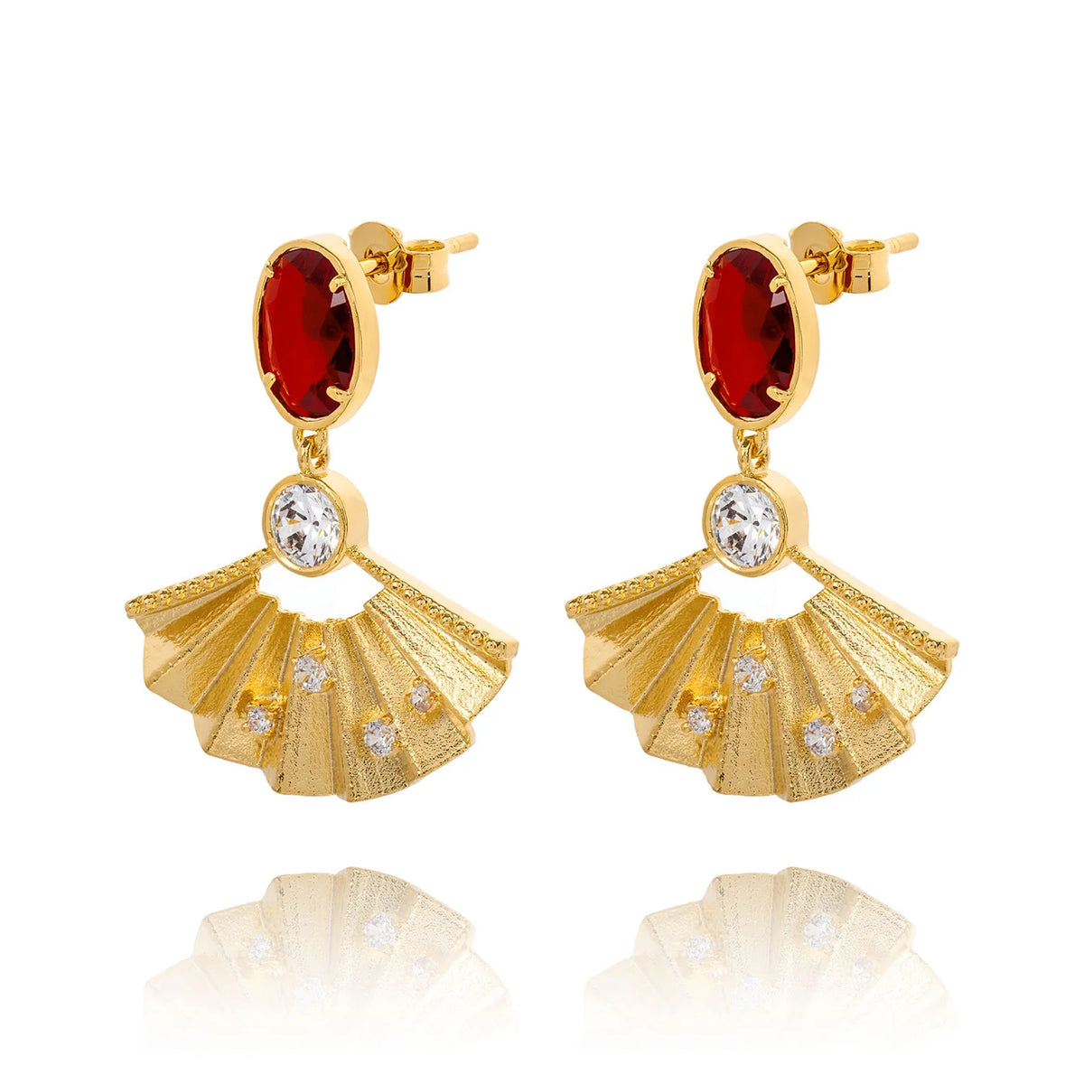 Radiant Fan Earrings Ruby