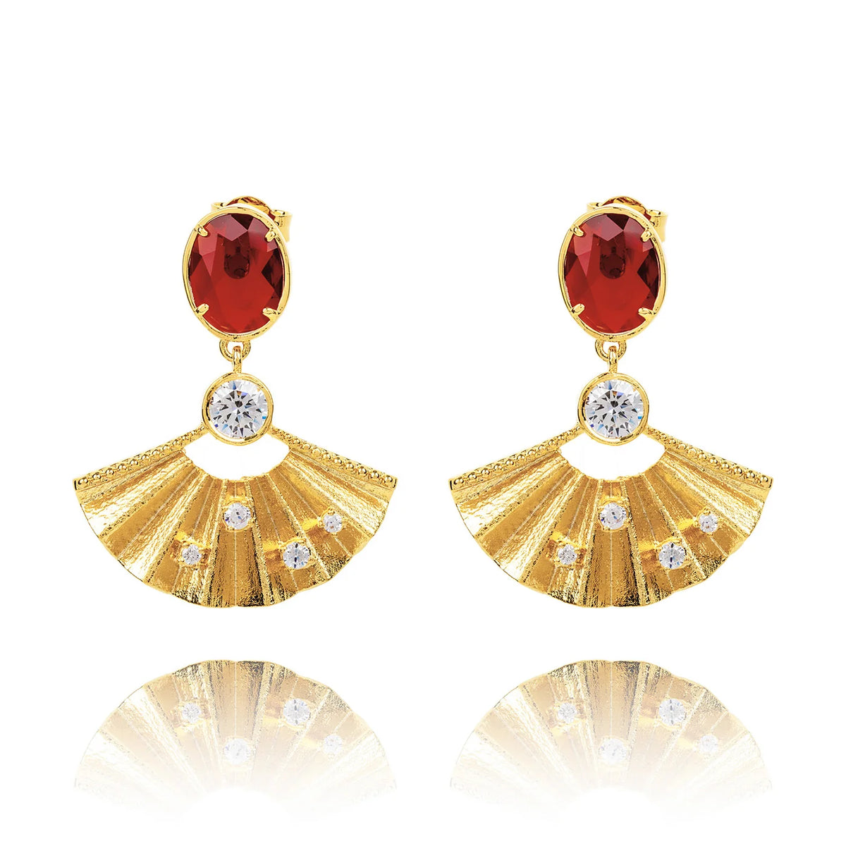 Radiant Fan Earrings Ruby