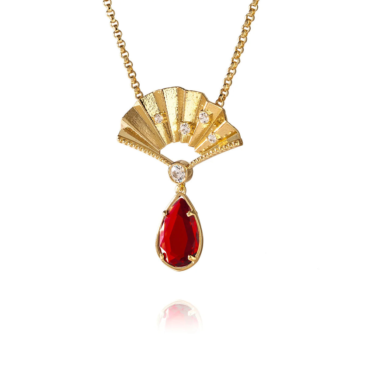 Radiant Fan Necklace Ruby