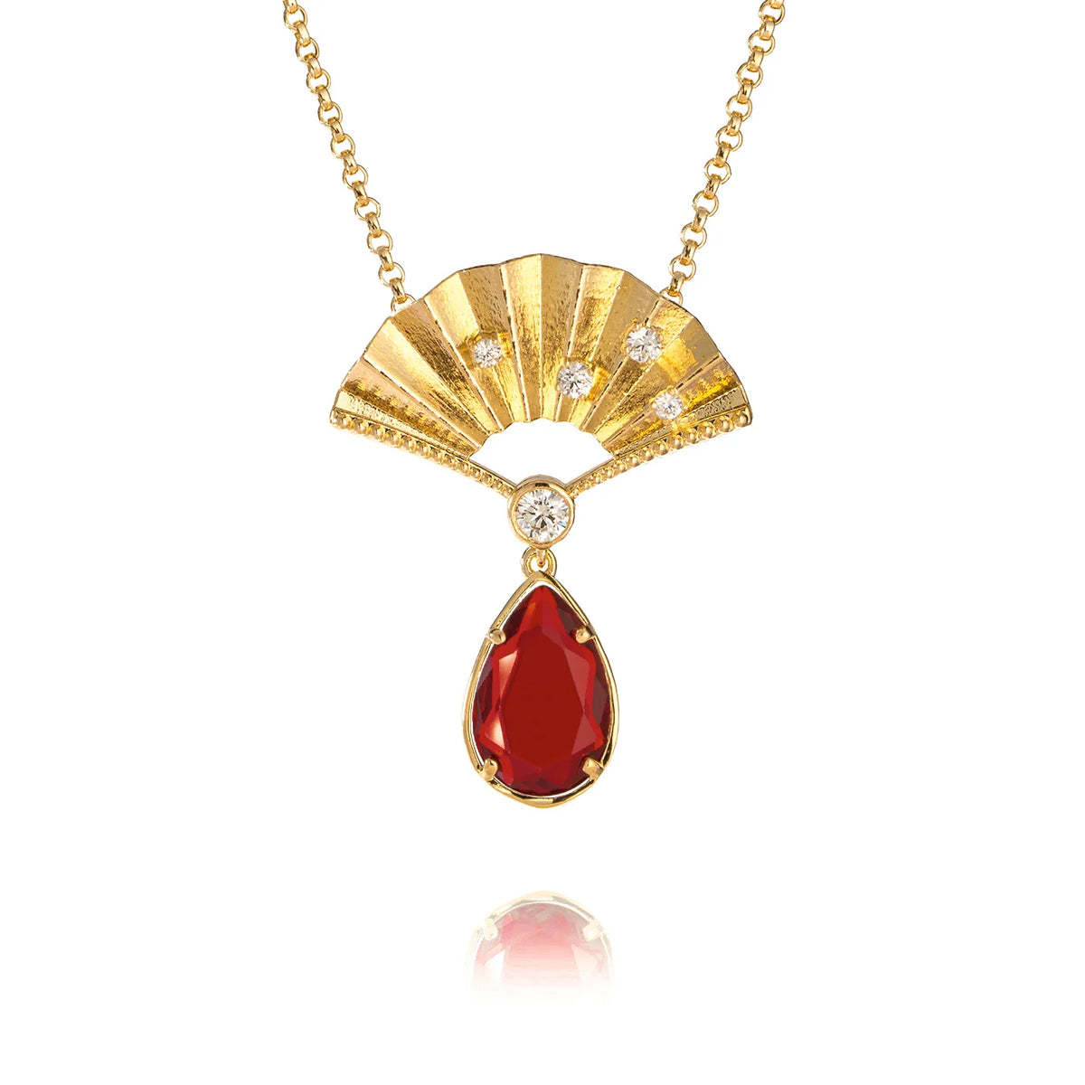 Radiant Fan Necklace Ruby