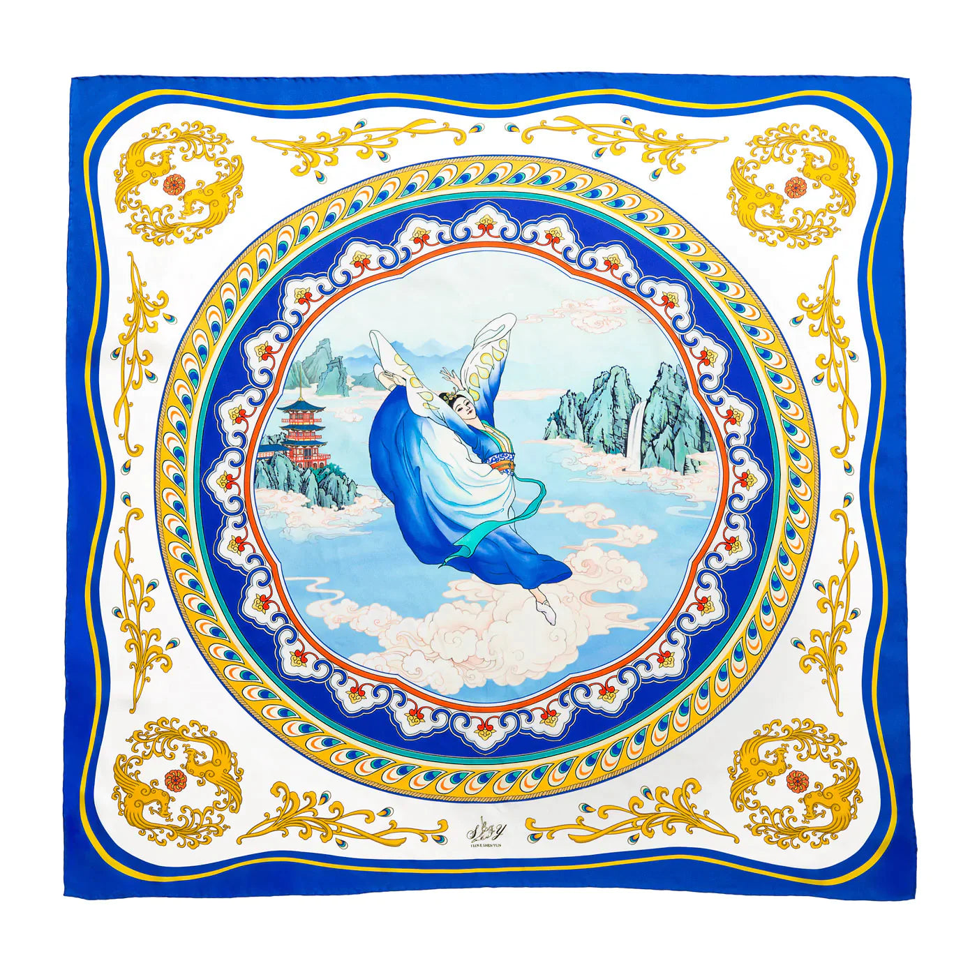 Phoenix of the Sapphire World Scarf with frame