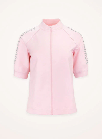 Women's Artist Fashion Short-Sleeve Zip-Up Light Pink